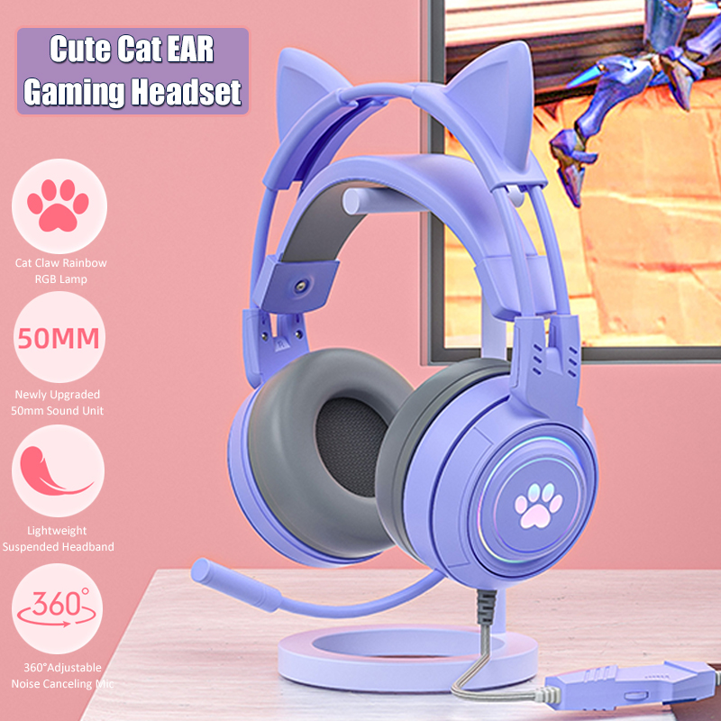 Gaming Headset With Mic Rgb - Casque de jeu d'oreille de chat