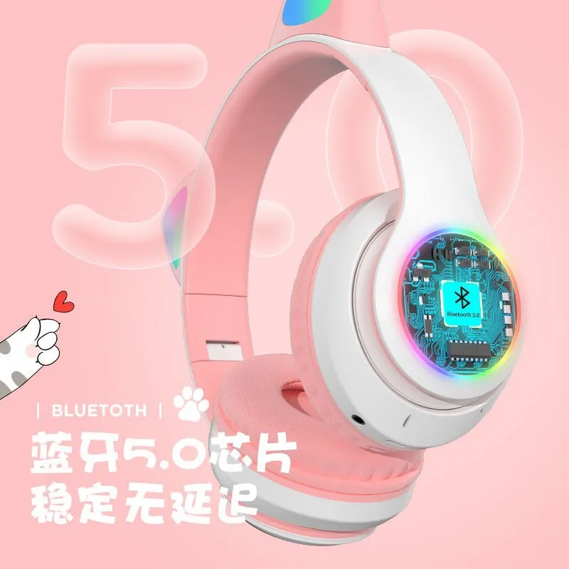 Casque Bluetooth sans fil à or - Cat Ear Bluetooth Headset Led avis et prix